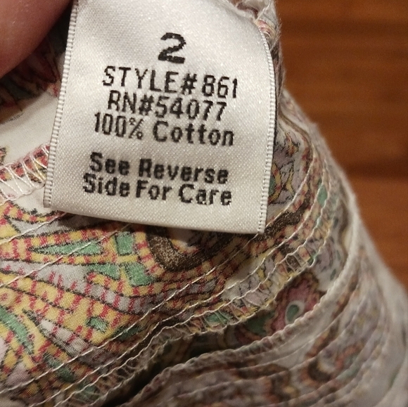 CAbi Paisley 100% Cotton Skirt Ladies 2 Large Button Down Accents - Picture 3 of 6